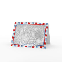 Patriotic Red, White and Blue Photo Frame Card