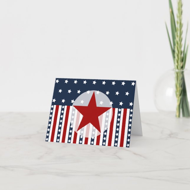 Cartão Patriotic Stars and Stripes American Flag Design (Frente)