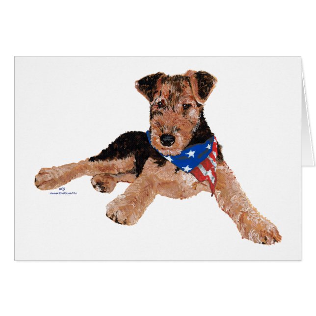 Cartão Patriotic Terrier Puppy (Frente Horizontal)