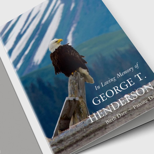 Cartão Patriótica Masculina Simpatia Funeral Obrigado (Bald Eagle Patriotic American Memorial Photo Funeral Thank You Card)