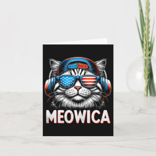 Cartão Patriótica Meowica 4 De Julho Cat American Flag Us