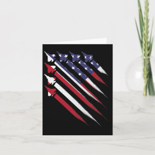 Cartão Patriótico 4 de julho Jet Usa American Flag Men Bo