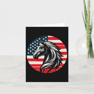 Cartão Patriótico Cavalo Americano Bandeira Horseback And