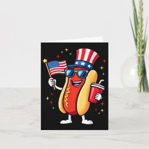 Cartão Patriótico do Quarto de Julho do Hotdog Engraçado