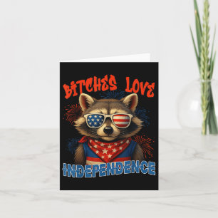 Cartão Patriótico Funny Feral Independence Day Raccoon Us