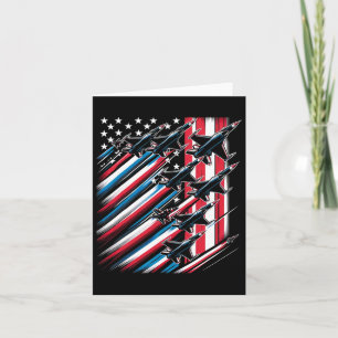 Cartão Patriótico Vermelho Branco Azul Usa Bandeira Jatos