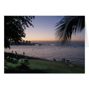 Cartão Pattaya Beach Sunset... Chonburi, Tailândia