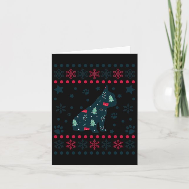 Cartão Patterno de Cachorro de Natal Proprietário do Bull (Frente)