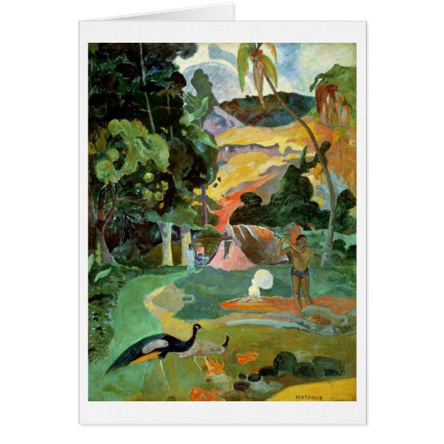 Cartão Paul Gauguin | Matamoa ou, Paisagem com Peacocks (Frente)