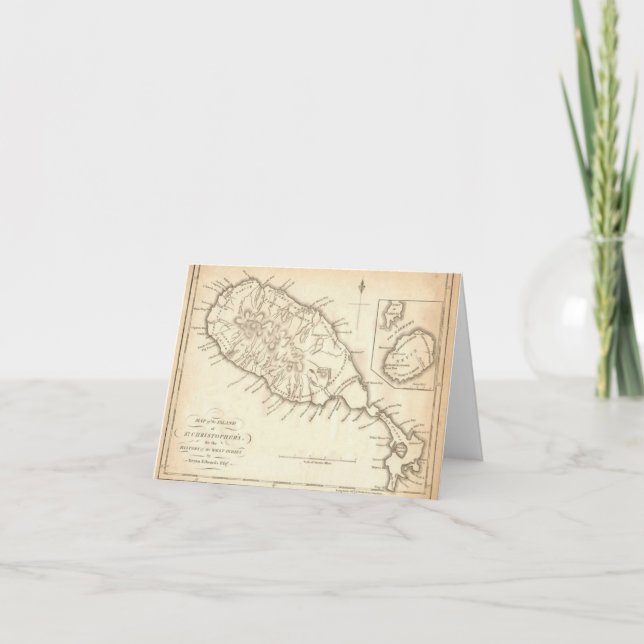 Cartão Paul McGehee "Old St. Kitts & Nevis Map" Note Card (Frente)