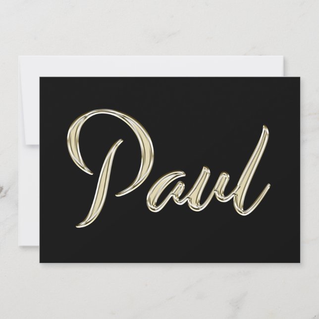 Cartão Paul Name white gold Handwriting Karte (Frente)