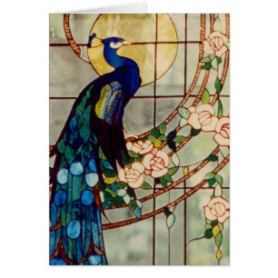 Cartão Pavão bonito do vitral