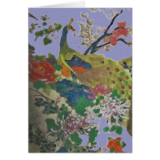 Cartão Pavão e peônia