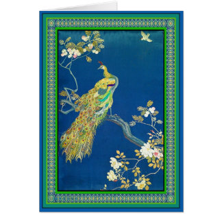 Cartão Pavão empoleirando-se