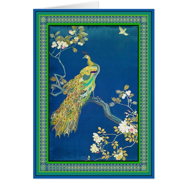 Cartão Pavão empoleirando-se (Frente)
