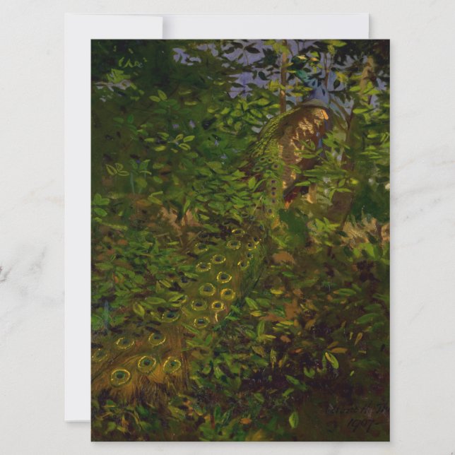 Cartão Pavão na floresta (Frente)