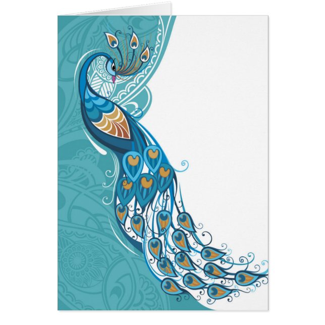 Cartão Pavão na ilustração da cerceta (Frente)