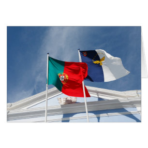 Cartão pavilhões de Portugal e dos Açores
