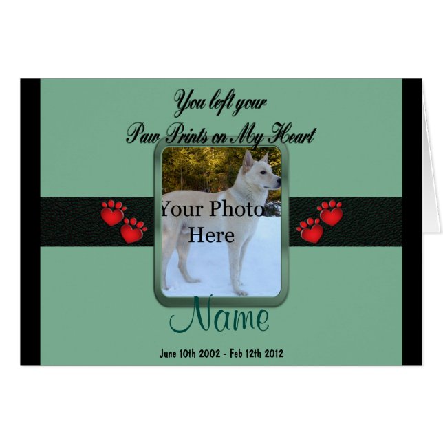 Cartão Paw imprime em meu coração - verde-mint (Frente Horizontal)