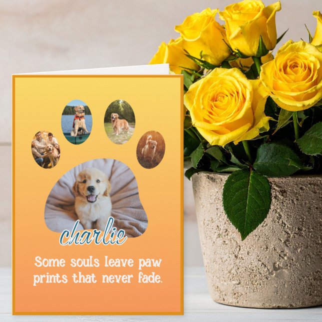 Cartão Paw Prints That Never Fade Photo Collage Sympathy (Criador carregado)