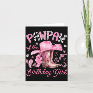 Cartão Pawpaw da menina do aniversário cowgirl rosa weste