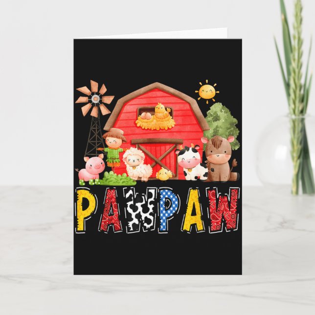 Cartão Pawpaw Red Farm Cow Birthday Boy Matching Family P (Frente)