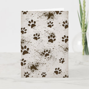 Cartão Pawprint do Cachorro Sujo Aniversário