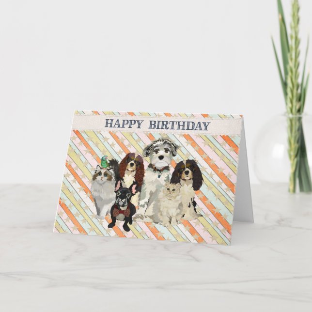 Cartão PAWS, CLAWS & FEATHERS Birthday Card (Frente)