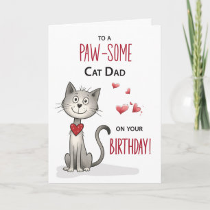 Cartão Pawsome do aniversário engraçado do Pai de gato