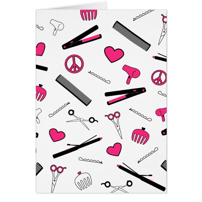 Cartão Paz, amor, & acessórios do cabelo (rosa) (Frente)