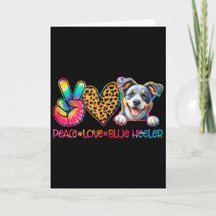 Cartão Paz Amor Blue Heeler Tie Dye Amante de Cachorro