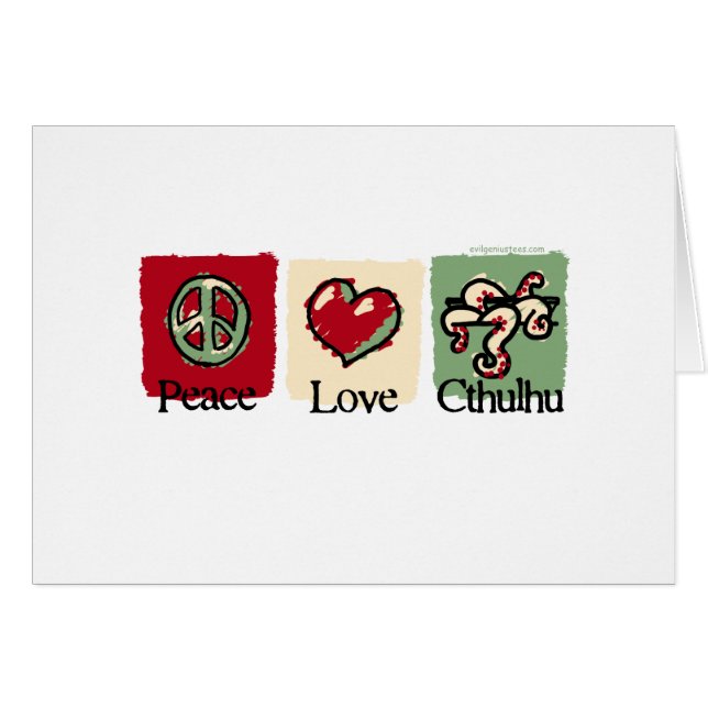 Cartão Paz. Amor. Cthulhu. (Frente Horizontal)