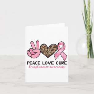 Cartão Paz Amor Cura Cancer Mama Consciência Rosa Ribbo