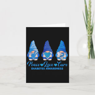 Cartão Paz Amor Cura Gnomos Azuis T1d Sensibilização para