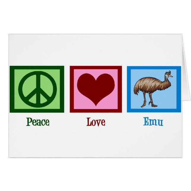 Cartão Paz Amor Emu (Frente Horizontal)