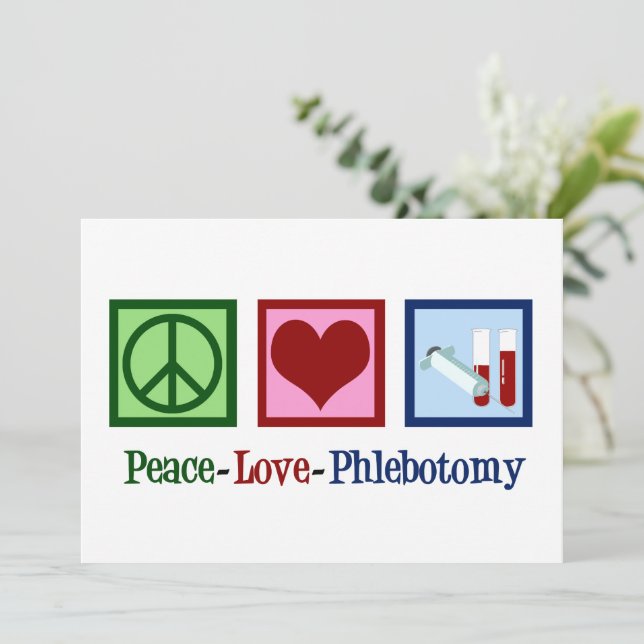 Cartão Paz Amor Flebologia Flebologista Fofo (Em pé/Frente)