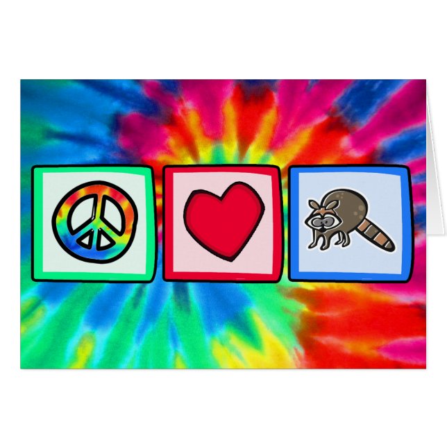 Cartão Paz, amor, guaxinins (Frente Horizontal)