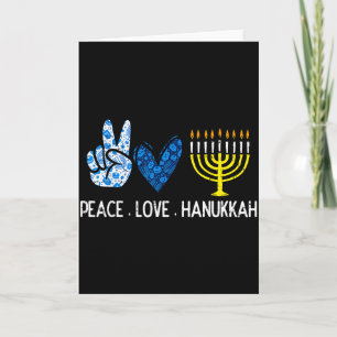 Cartão Paz Amor Hanukkah Retro Chanukah Homens Mulheres J