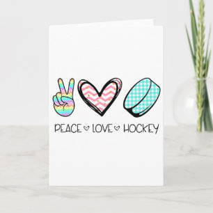 Cartão Paz Amor Hockey Design Fofo Para Mulheres Meninas
