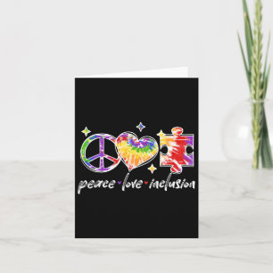 Cartão Paz Amor Inclusão Rainbow Tie Dye Autism Awaren
