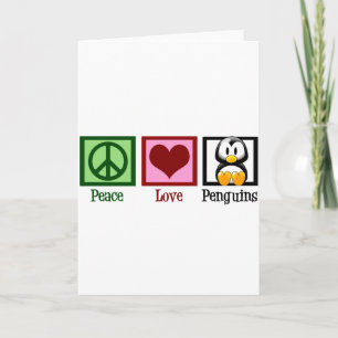 Cartão Paz Amor Pinguins
