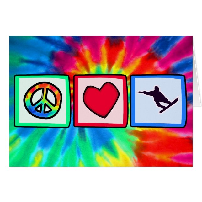 Cartão Paz, amor, snowboarding (Frente Horizontal)