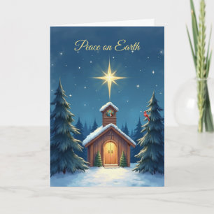 Cartão Paz de Natal Religiosa na Capela das Neves do Mund
