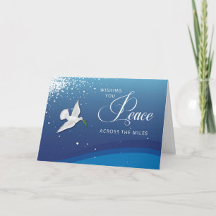 Cartão Paz Elegante Entre os Miles no Natal Azul