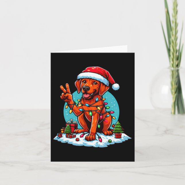 Cartão Paz Mão Rhodesian Ridgeback Natal Lights Wo (Frente)