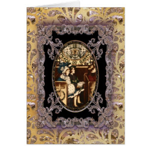 Cartão Paz na Terra Natal vitoriano cristão