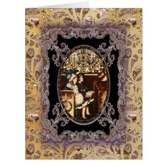 Cartão Paz no Natal do Victorian da terra (Frente)