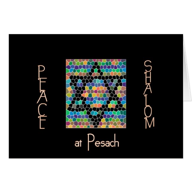 Cartão Paz, Shalom na Pesach-Estrela do mosaico de David (Frente Horizontal)