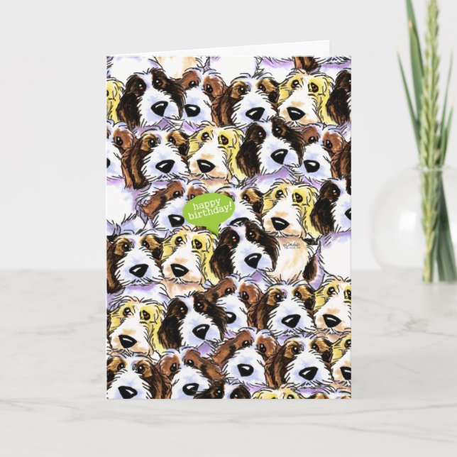 Cartão PBGV Cães Engraçados Aniversário (Frente)