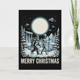 Cartão Pé-grande Alien OVNI Pirâmide Natal Criptozoologia